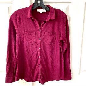 Ann Taylor loft burgundy long sleeved button down